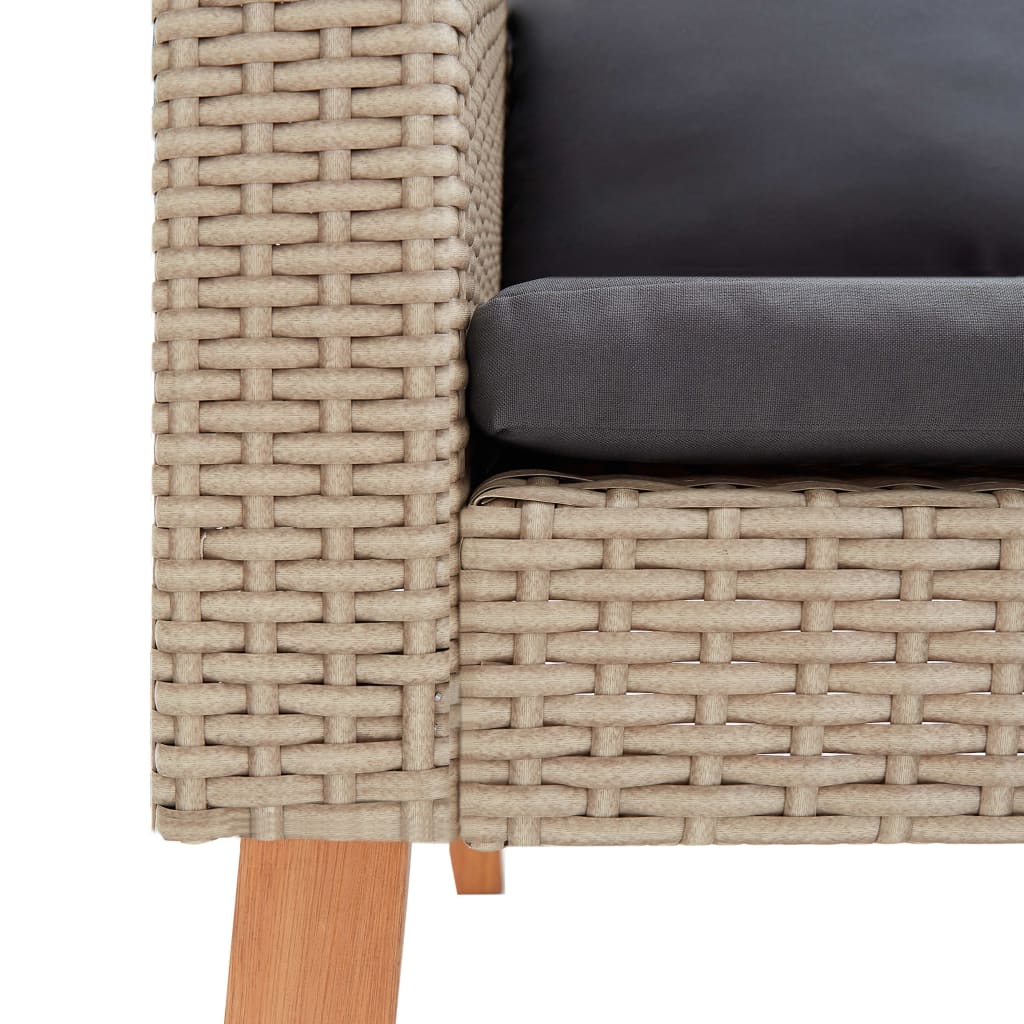 Set Divani da Giardino 3 pz con Cuscini in Polyrattan Beige | homemem39