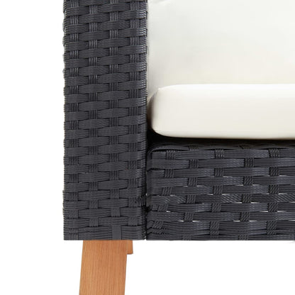 Set Divani da Giardino 3 pz con Cuscini in Polyrattan Nero | homemem39