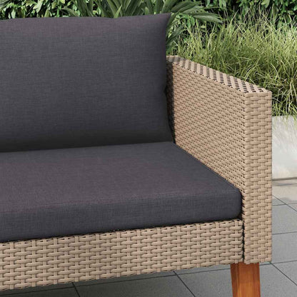 Divano da Giardino Singolo con Cuscini in Polyrattan Beige