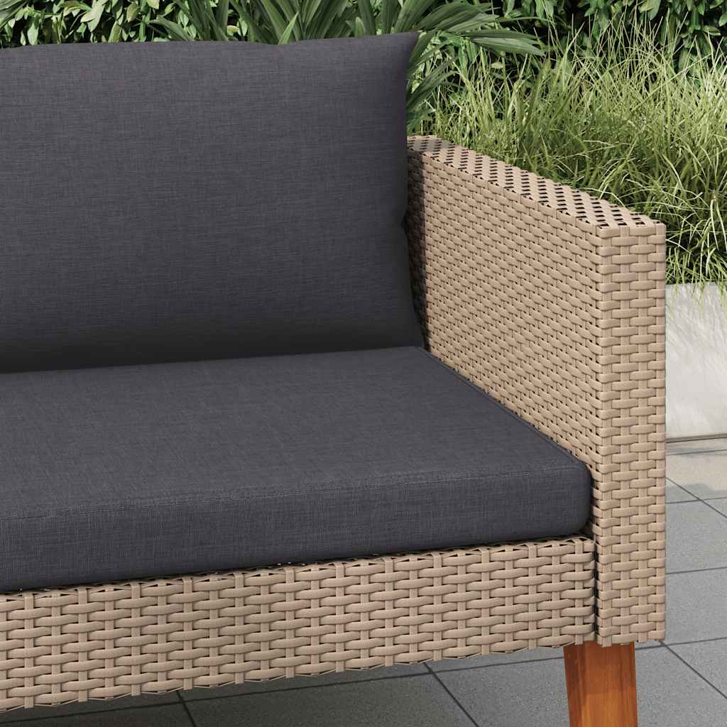 Divano da Giardino Singolo con Cuscini in Polyrattan Beige - homemem39