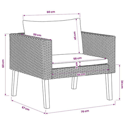 Divano da Giardino Singolo con Cuscini in Polyrattan Beige
