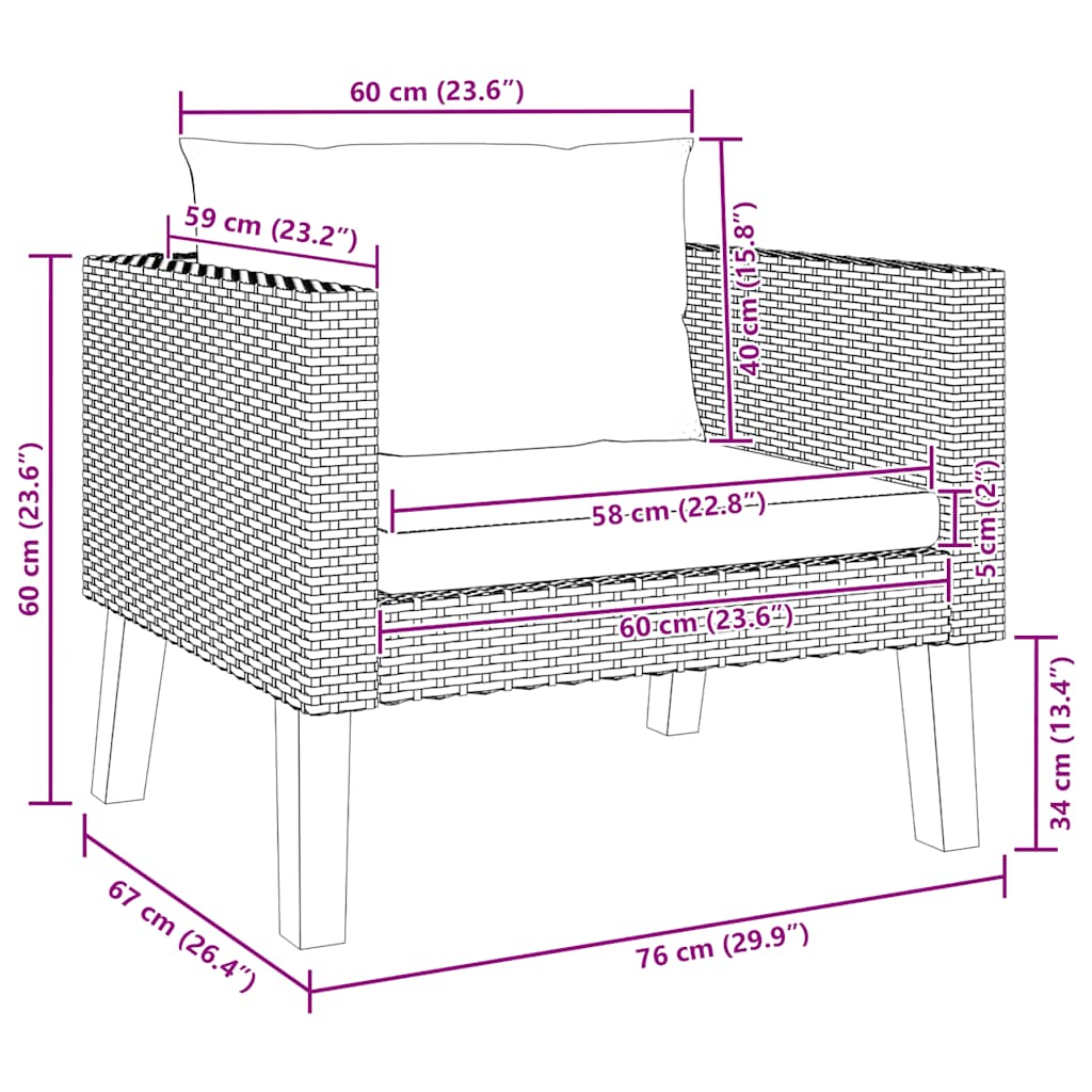Divano da Giardino Singolo con Cuscini in Polyrattan Beige - homemem39