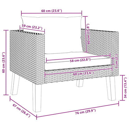 Divano da Giardino Singolo con Cuscini in Polyrattan Beige - homemem39
