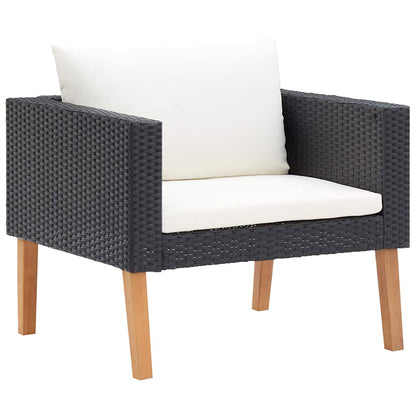 Divano da Giardino Singolo con Cuscini in Polyrattan Nero | homemem39