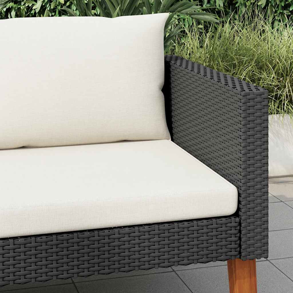 Divano da Giardino Singolo con Cuscini in Polyrattan Nero | homemem39