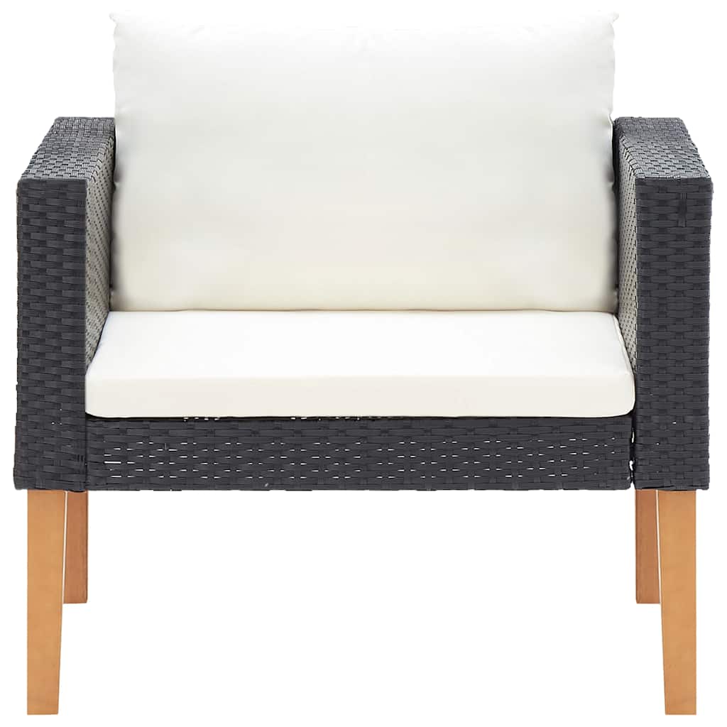 Divano da Giardino Singolo con Cuscini in Polyrattan Nero | homemem39