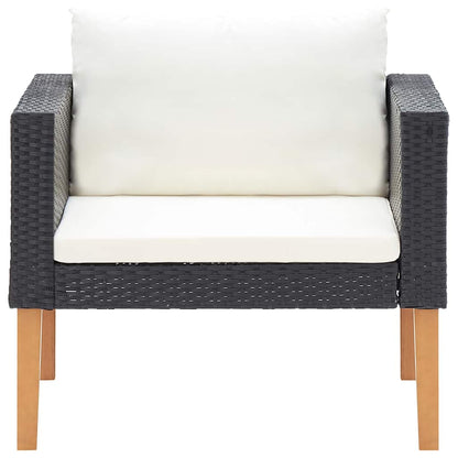 Divano da Giardino Singolo con Cuscini in Polyrattan Nero | homemem39