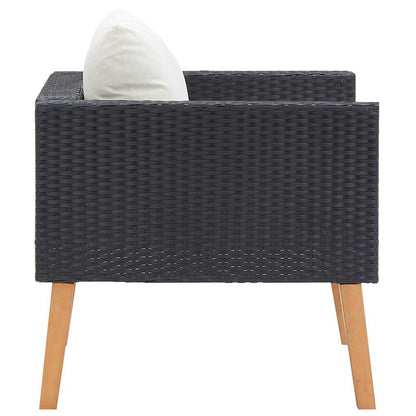 Divano da Giardino Singolo con Cuscini in Polyrattan Nero | homemem39