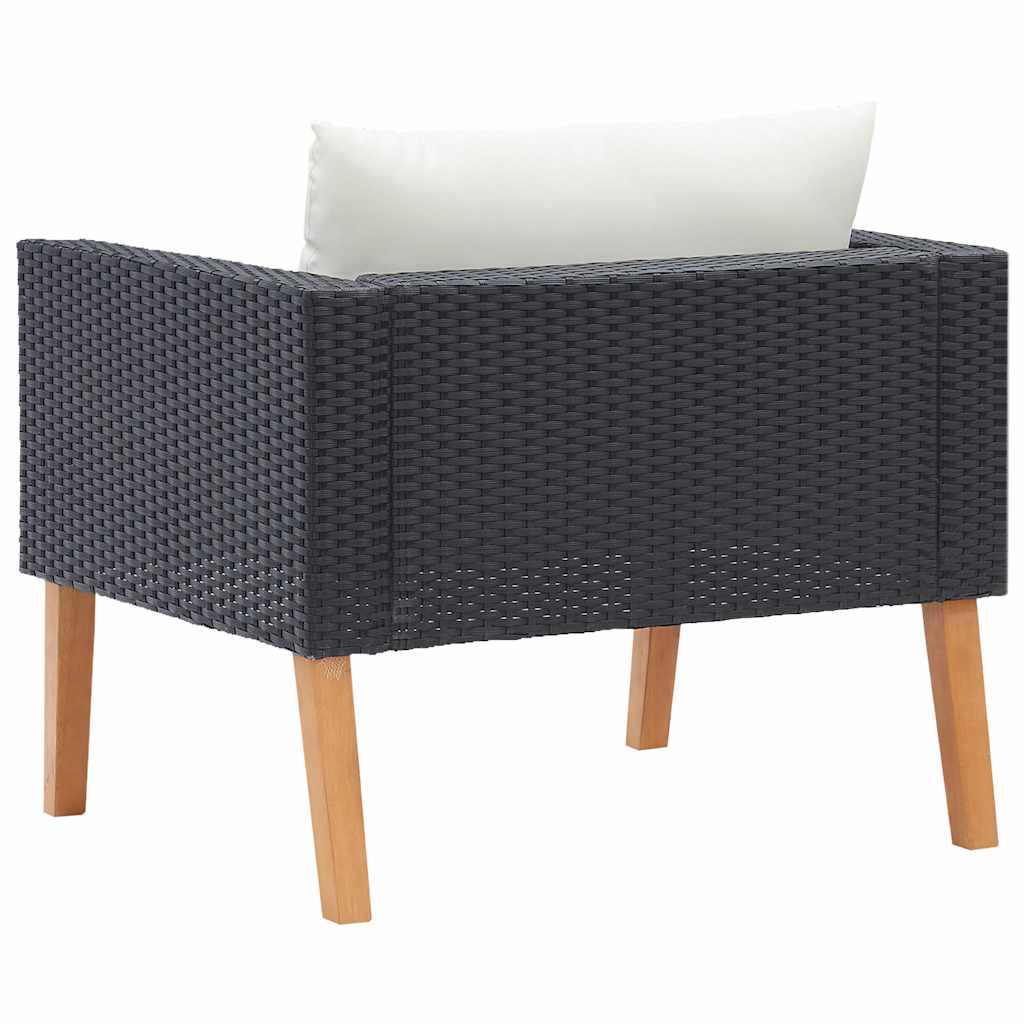 Divano da Giardino Singolo con Cuscini in Polyrattan Nero | homemem39