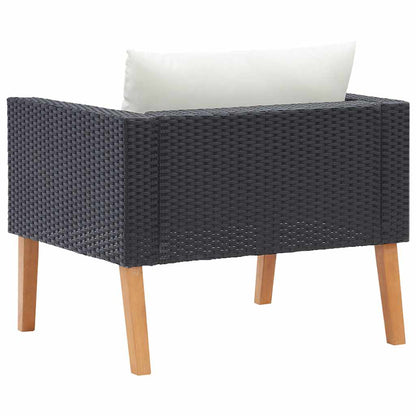 Divano da Giardino Singolo con Cuscini in Polyrattan Nero | homemem39
