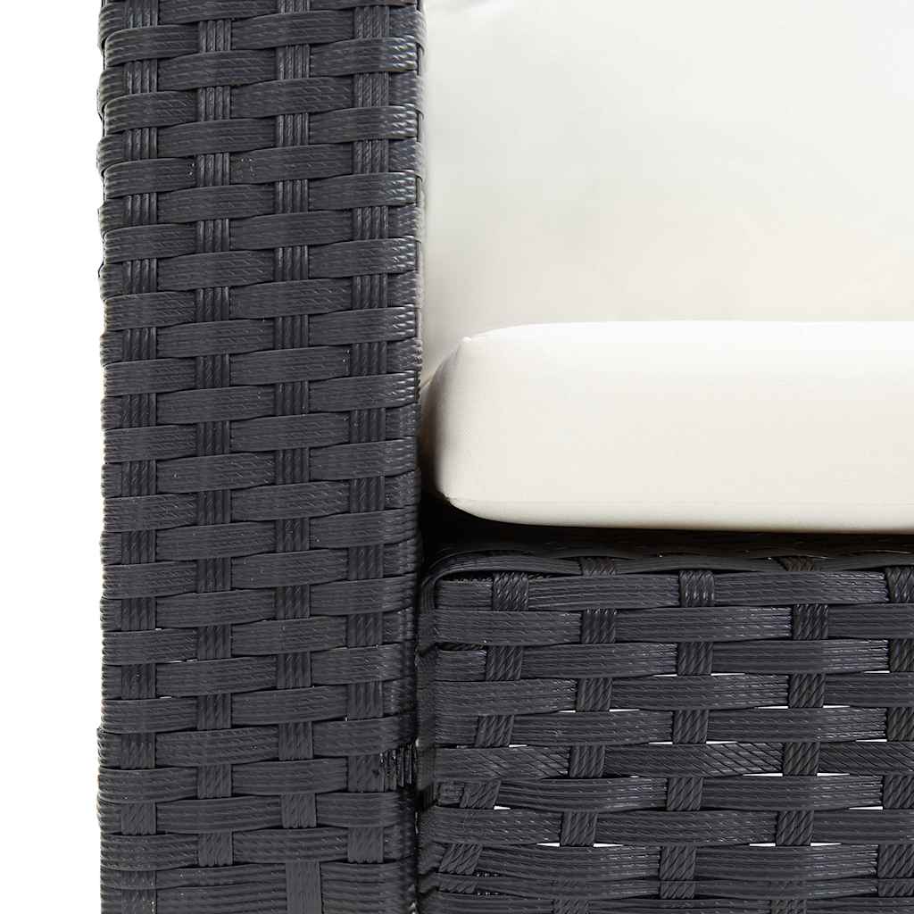 Divano da Giardino Singolo con Cuscini in Polyrattan Nero | homemem39