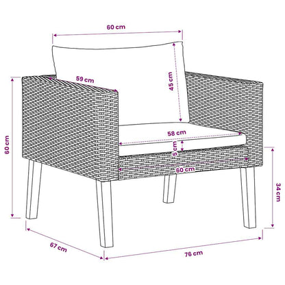 Divano da Giardino Singolo con Cuscini in Polyrattan Nero | homemem39