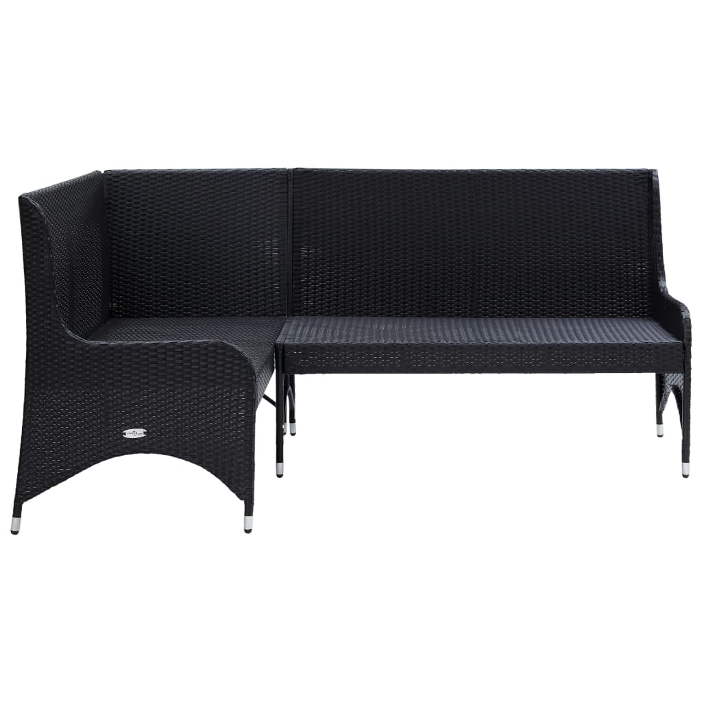Divani Angolari da Giardino 2 pz in Polyrattan Nero - homemem39