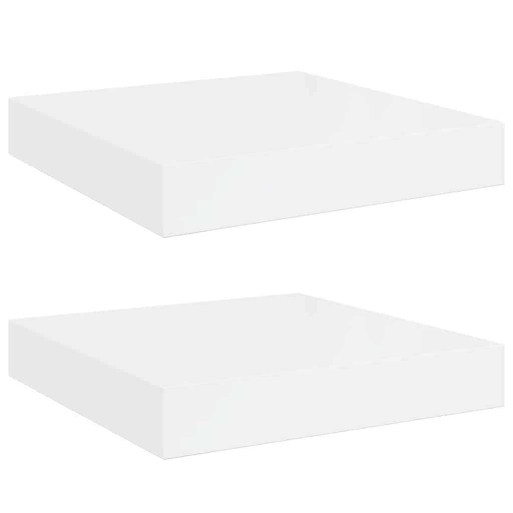 Scaffali a Parete 2 pz Bianco Lucido 23x23,5x3,8 cm in MDF | homemem39