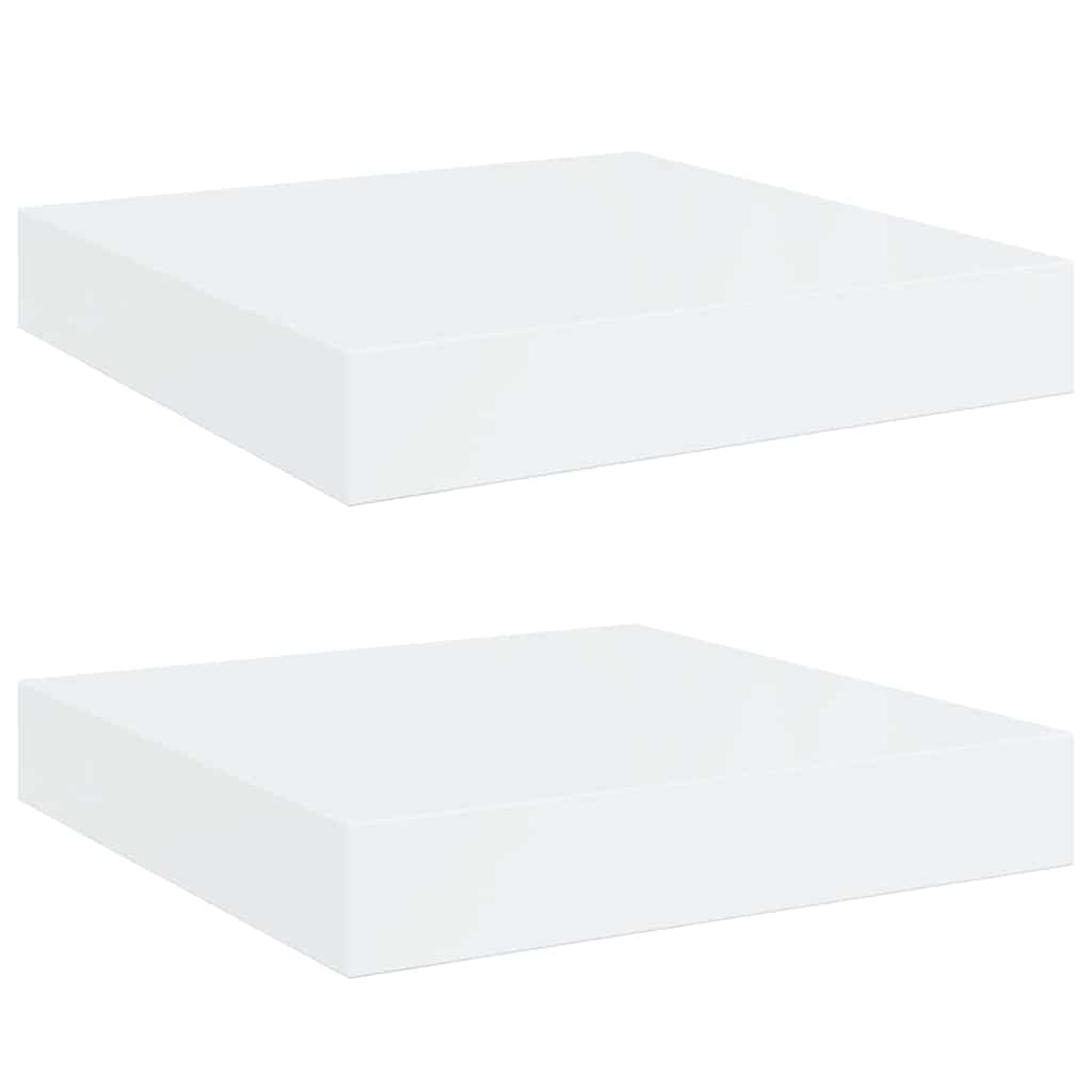 Scaffali a Parete 2 pz Bianco Lucido 23x23,5x3,8 cm in MDF