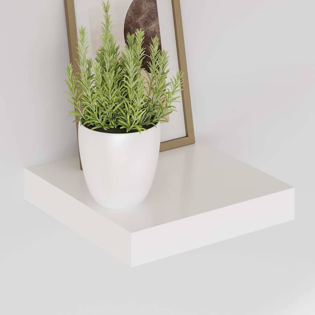 Scaffali a Parete 2 pz Bianco Lucido 23x23,5x3,8 cm in MDF