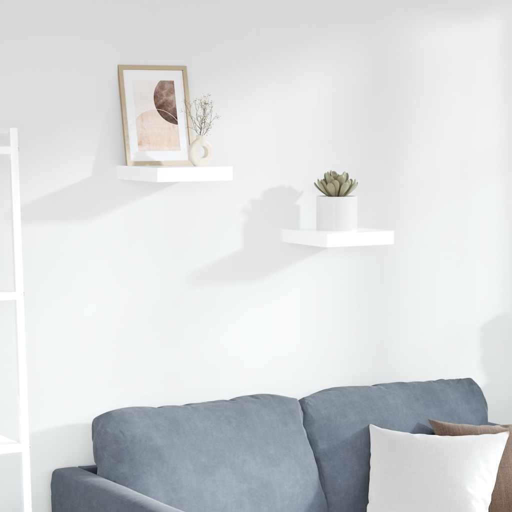 Scaffali a Parete 2 pz Bianco Lucido 23x23,5x3,8 cm in MDF | homemem39