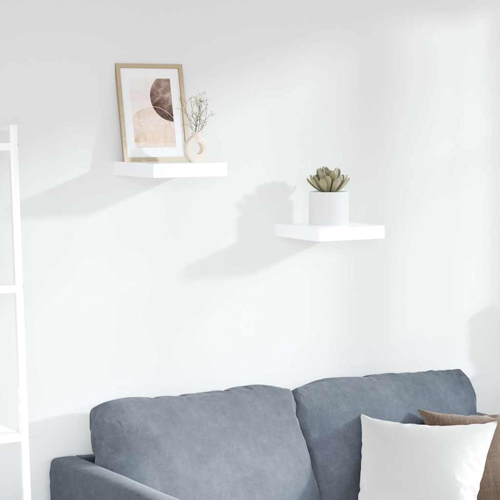 Scaffali a Parete 2 pz Bianco Lucido 23x23,5x3,8 cm in MDF