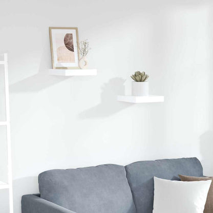 Scaffali a Parete 2 pz Bianco Lucido 23x23,5x3,8 cm in MDF