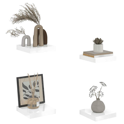 Scaffali a Parete 4 pz Bianco Lucido 23x23,5x3,8 cm in MDF | homemem39