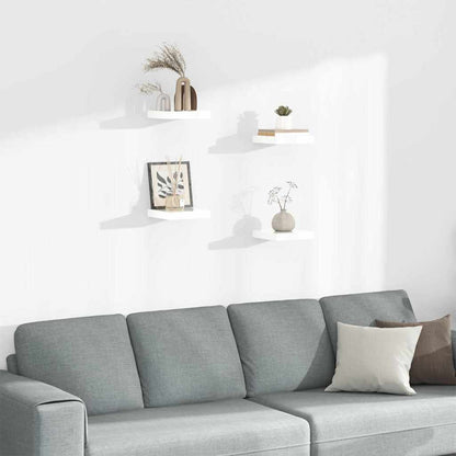 Scaffali a Parete 4 pz Bianco Lucido 23x23,5x3,8 cm in MDF | homemem39