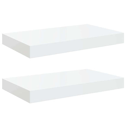 Scaffali a Parete 2 pz Bianco Lucido 40x23,5x3,8 cm in MDF