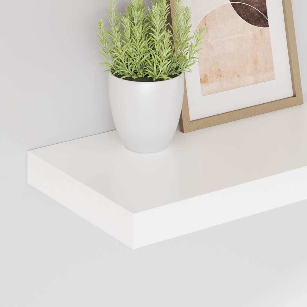 Scaffali a Parete 2 pz Bianco Lucido 40x23,5x3,8 cm in MDF