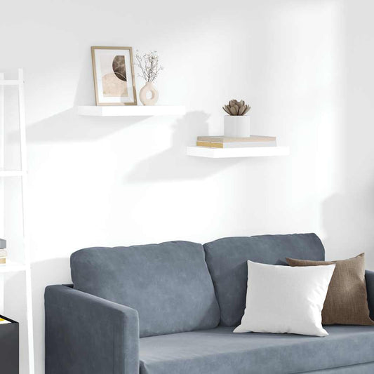 Scaffali a Parete 2 pz Bianco Lucido 40x23,5x3,8 cm in MDF | homemem39