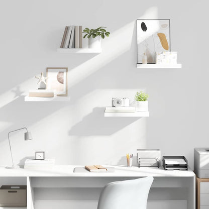 Scaffali a Parete 4 pz Bianco Lucido 40x23,5x3,8 cm in MDF | homemem39