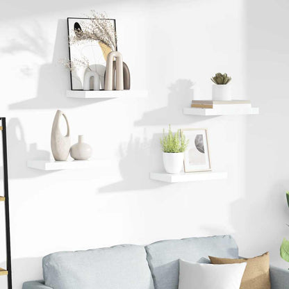 Scaffali a Parete 4 pz Bianco Lucido 40x23,5x3,8 cm in MDF | homemem39