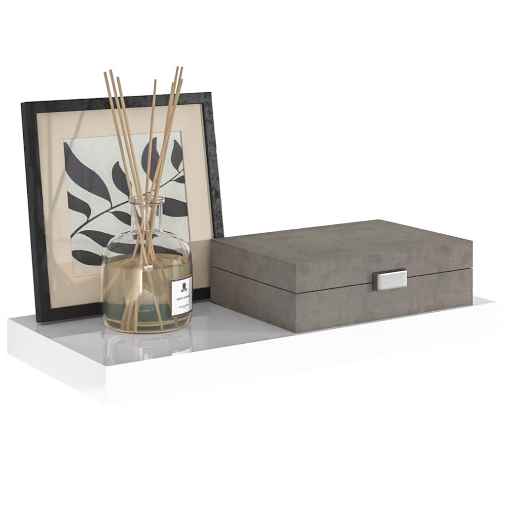Scaffale a Parete Bianco Lucido 50x23,5x3,8 cm in MDF | homemem39