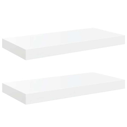 Scaffali a Parete 2 pz Bianco Lucido 50x23,5x3,8 cm in MDF | homemem39