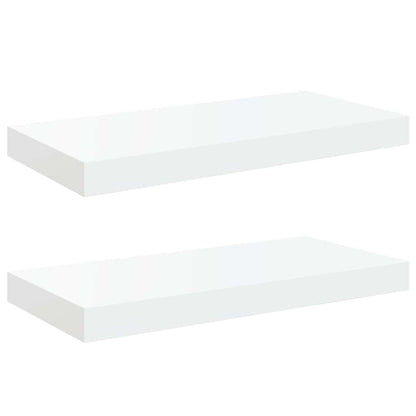 Scaffali a Parete 2 pz Bianco Lucido 50x23,5x3,8 cm in MDF