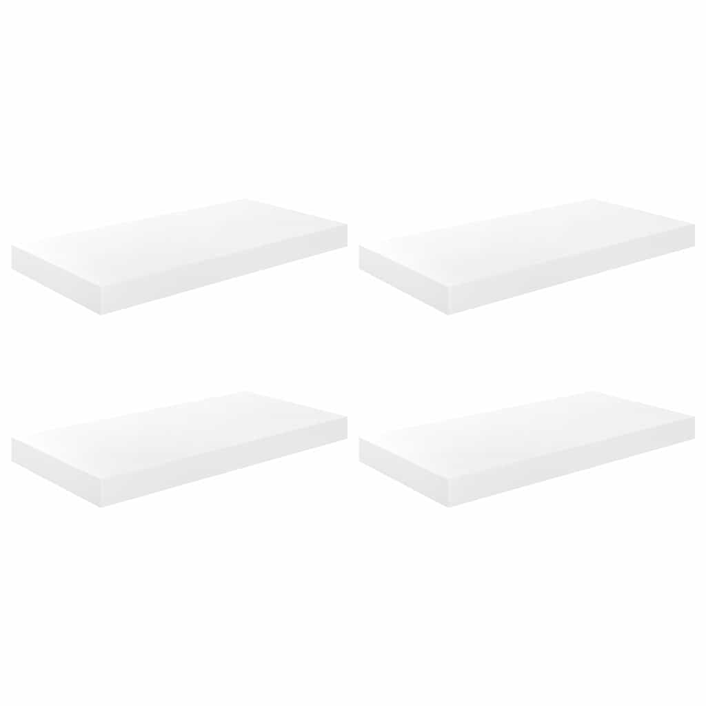Scaffali a Parete 4 pz Bianco Lucido 50x23,5x3,8 cm in MDF
