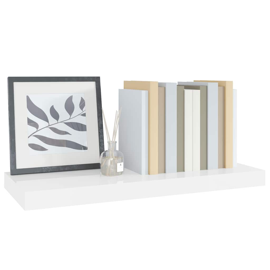 Scaffale a Parete Bianco Lucido 60x23,5x3,8 cm in MDF | homemem39