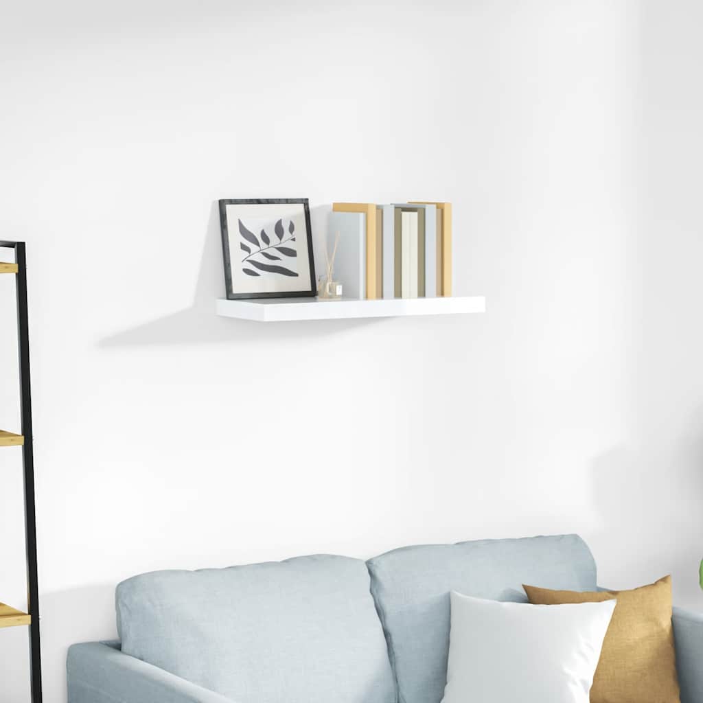 Scaffale a Parete Bianco Lucido 60x23,5x3,8 cm in MDF | homemem39