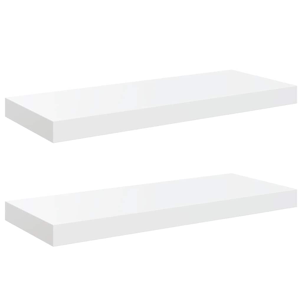 Scaffali a Parete 2 pz Bianco Lucido 60x23,5x3,8 cm in MDF | homemem39