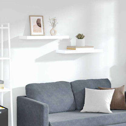 Scaffali a Parete 2 pz Bianco Lucido 60x23,5x3,8 cm in MDF | homemem39