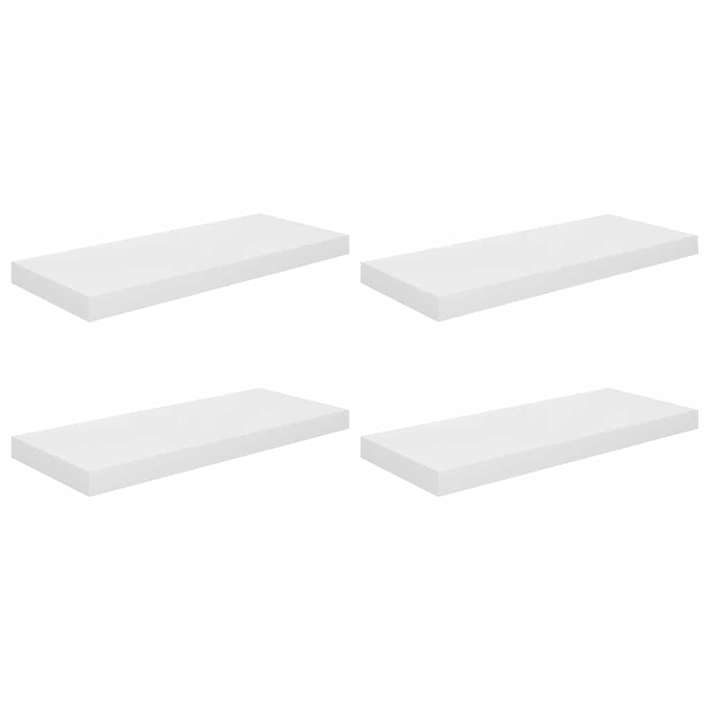 Scaffali a Parete 4 pz Bianco Lucido 60x23,5x3,8 cm in MDF