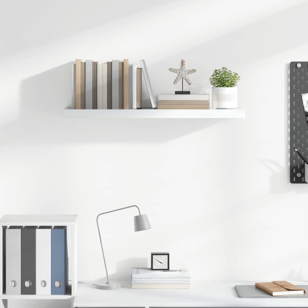 Scaffale a Parete Bianco Lucido 80x23,5x3,8 cm in MDF | homemem39