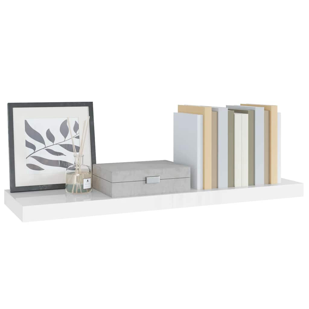 Scaffale a Parete Bianco Lucido 80x23,5x3,8 cm in MDF | homemem39