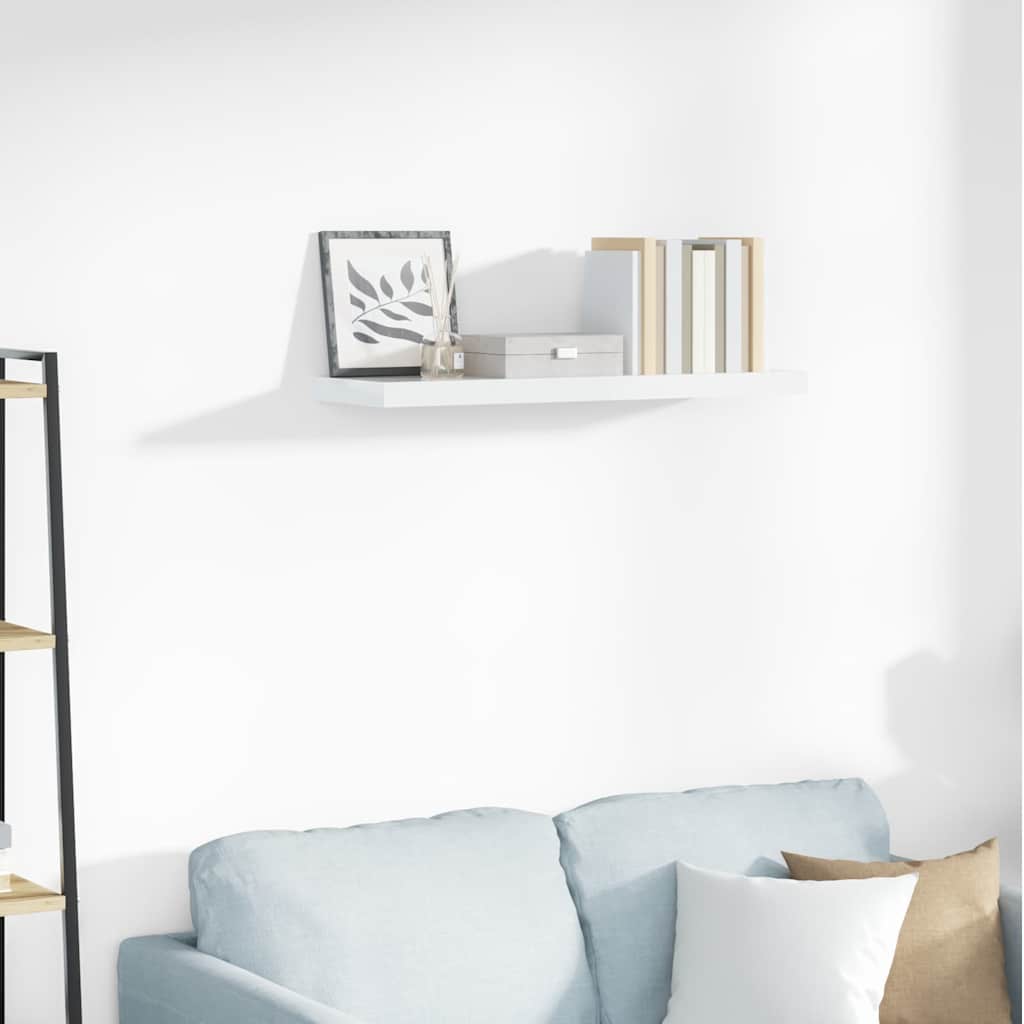 Scaffale a Parete Bianco Lucido 80x23,5x3,8 cm in MDF | homemem39