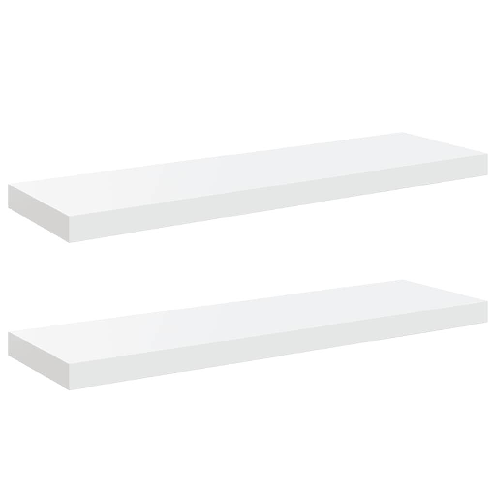 Scaffali a Parete 2 pz Bianco Lucido 80x23,5x3,8 cm in MDF | homemem39