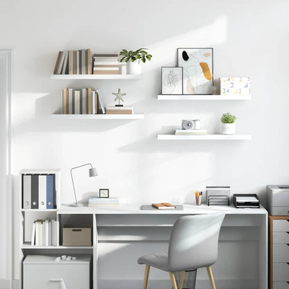 Scaffali a Parete 4 pz Bianco Lucido 80x23,5x3,8 cm in MDF | homemem39