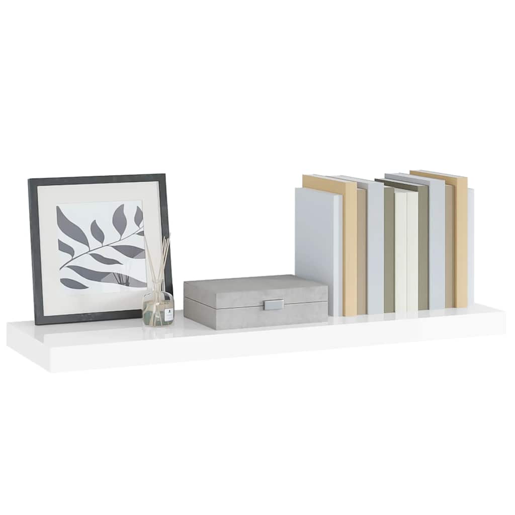 Scaffale a Parete Bianco Lucido 90x23,5x3,8 cm in MDF | homemem39