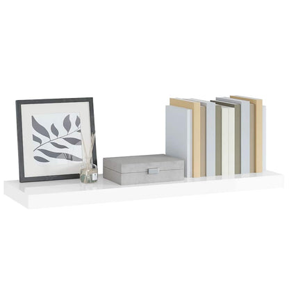 Scaffale a Parete Bianco Lucido 90x23,5x3,8 cm in MDF | homemem39