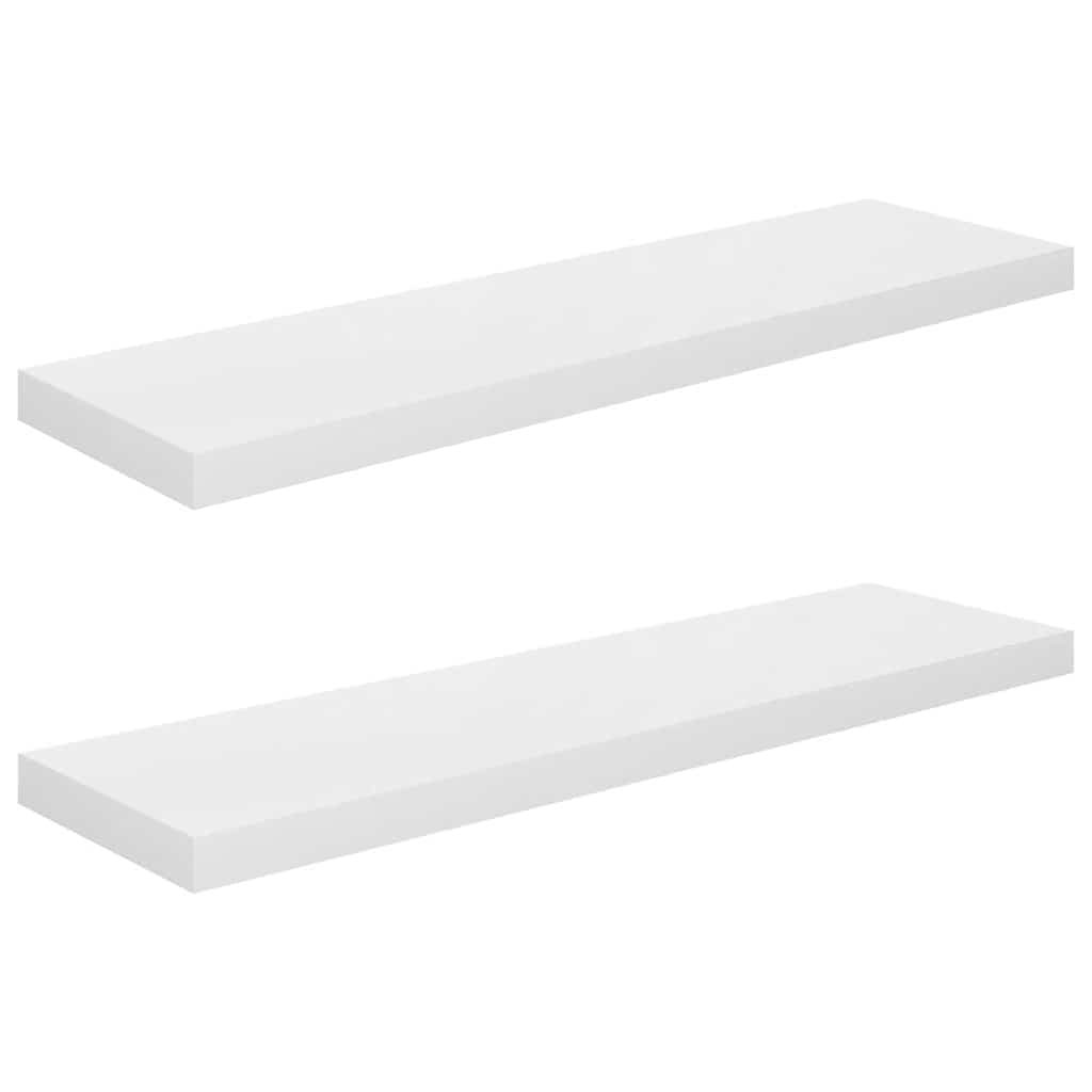 Scaffali a Parete 2 pz Bianco Lucido 90x23,5x3,8 cm in MDF | homemem39