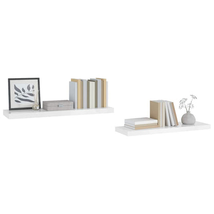Scaffali a Parete 2 pz Bianco Lucido 90x23,5x3,8 cm in MDF | homemem39