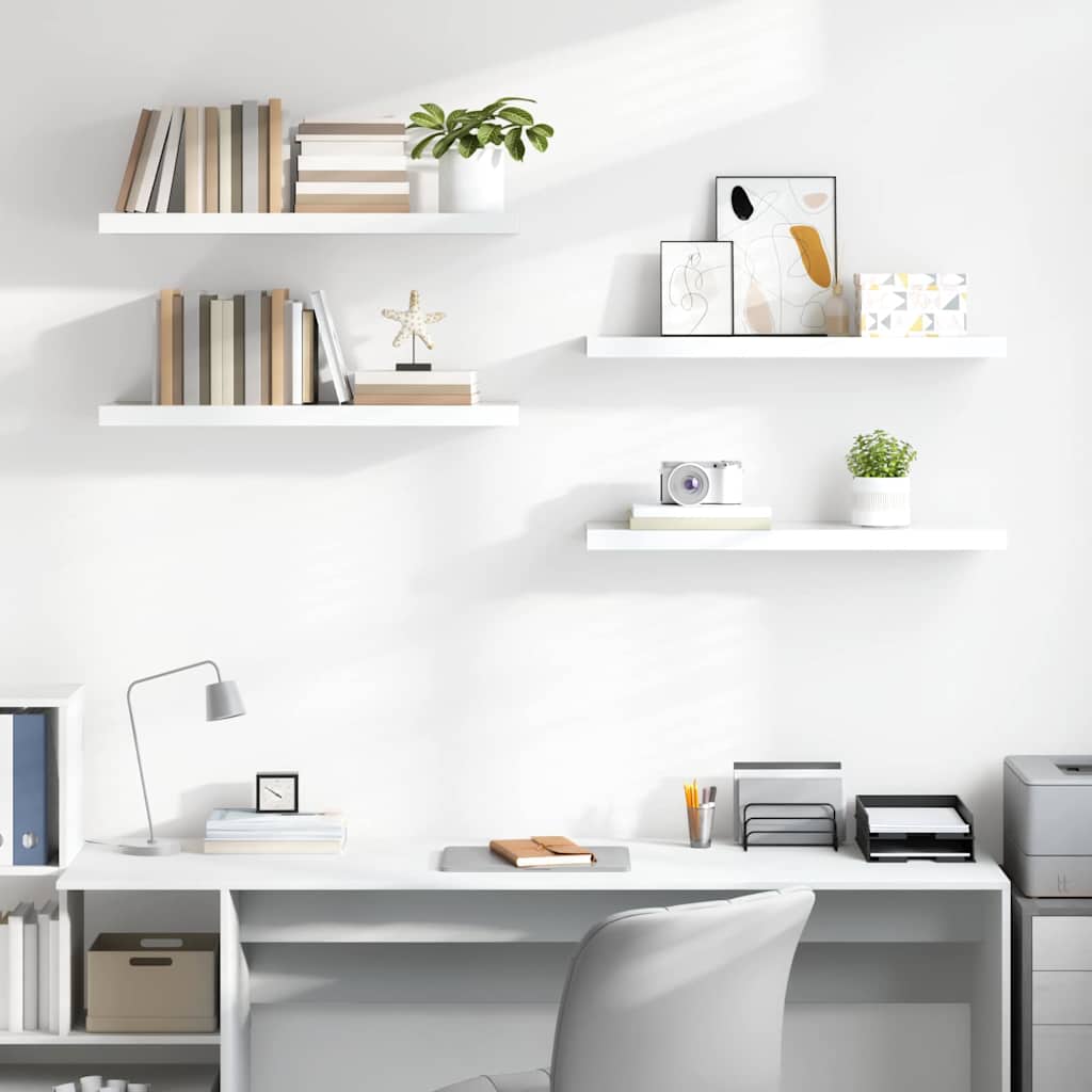 Scaffali a Parete 4 pz Bianco Lucido 23x23,5x3,8 cm in MDF