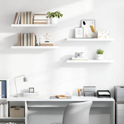 Scaffali a Parete 4 pz Bianco Lucido 23x23,5x3,8 cm in MDF